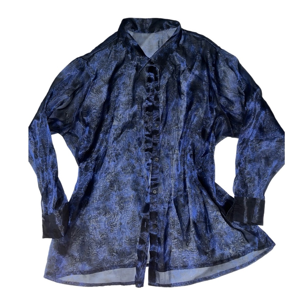 Royal blue sheer button down